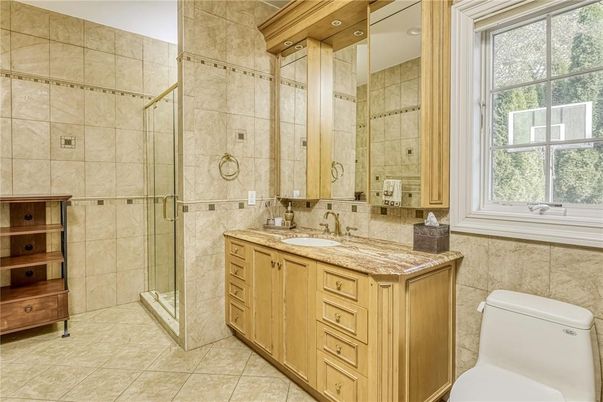 Bathroom, Glass Shower, Interior, Recessed Lighting