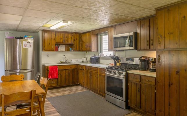 Interior, Kitchen, Stainless Steel Appliances, Wood Texture Flooring