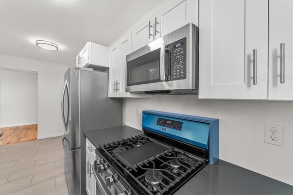 Interior, Kitchen, Stainless Steel Appliances, Wood Texture Flooring