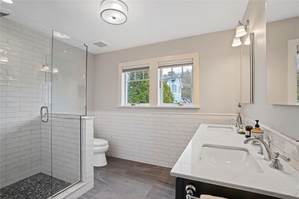 Bathroom, Dual Sink Vanities, Glass Shower, Interior