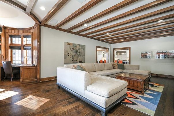 Interior, Living room, Recessed Lighting, Wooden Beams, Wood Texture Flooring
