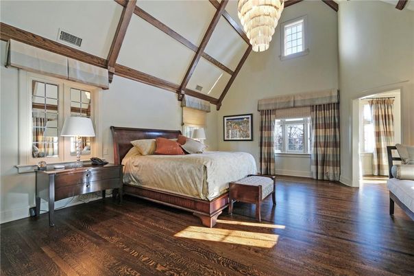 Bedroom, Chandelier, Interior, Wood Texture Flooring