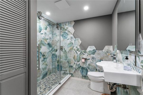 Bathroom, Glass Shower, Interior, Recessed Lighting