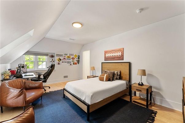 Bedroom, Home Office, Interior, Recessed Lighting, Wood Texture Flooring