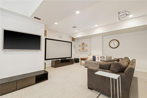 Interior, Living room, Projection Screen, Recessed Lighting, Theatre Room