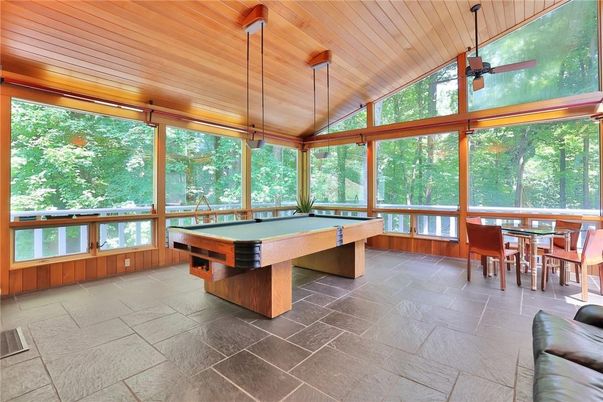 Billiard Table, Game Room, Interior, Pendant Lights, Sun Room, Wooden Ceilings