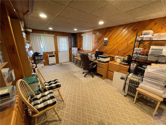 Home Office, Interior, Recessed Lighting, Wooden Walls