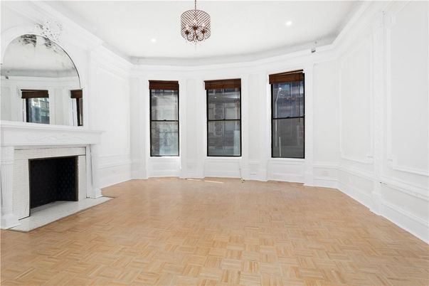 Empty room, Fireplace, Interior, Recessed Lighting, Wood Texture Flooring