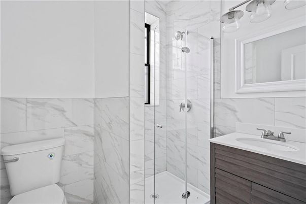 Bathroom, Glass Shower, Interior, Marble Walls