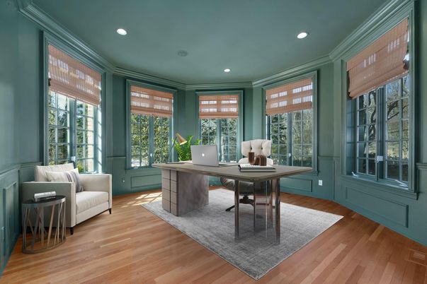 Home Office, Interior, Recessed Lighting, Wood Texture Flooring
