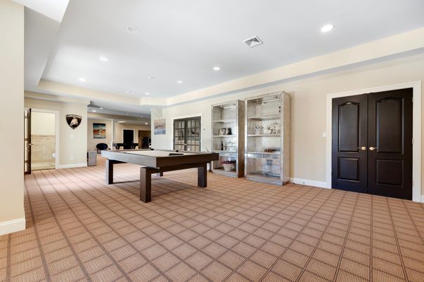 Billiard Table, Game Room, Interior, Recessed Lighting
