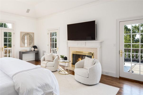 Bedroom, Fireplace, Interior, Wood Texture Flooring
