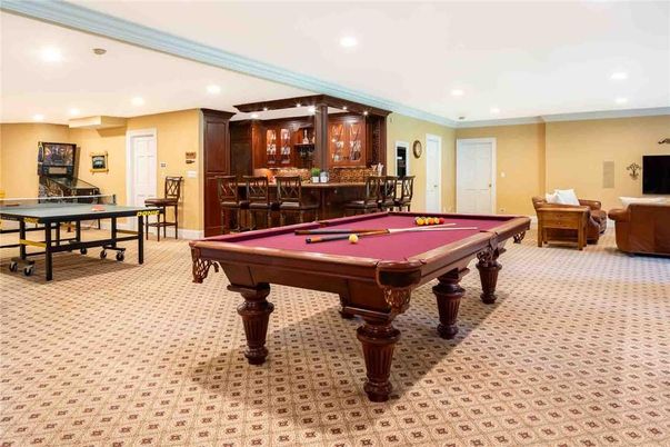 Billiard Table, Game Room, Interior, Recessed Lighting