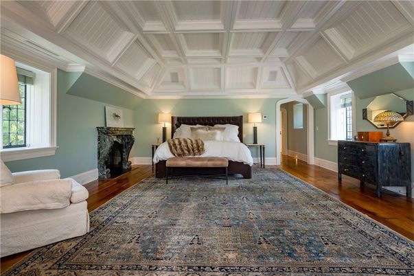 Bedroom, Fireplace, Interior, Wood Texture Flooring