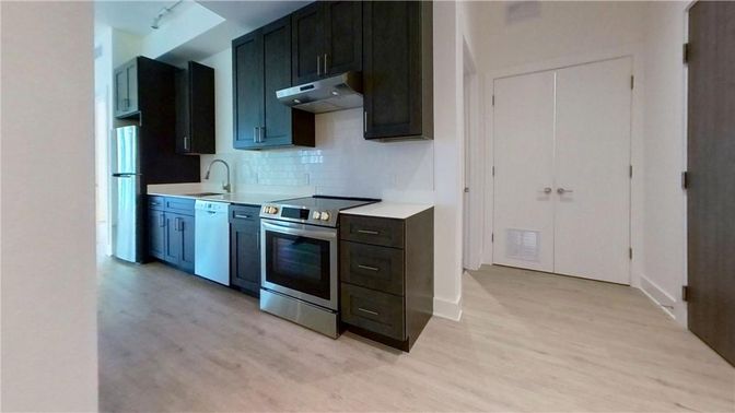 Interior, Kitchen, Stainless Steel Appliances, Wood Texture Flooring