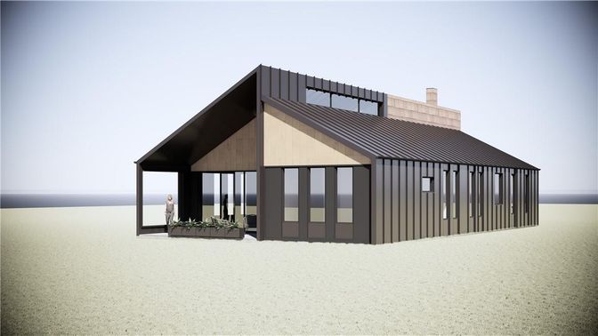 Exterior, Facade, Water, Modern