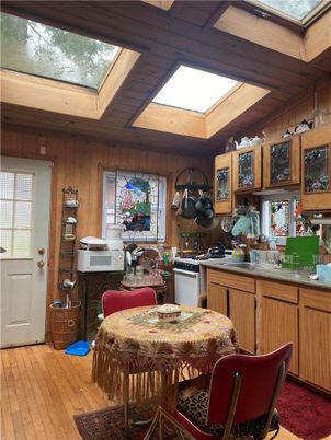 Dining room, Glass Ceilings, Interior, Kitchen, Wood Texture Flooring