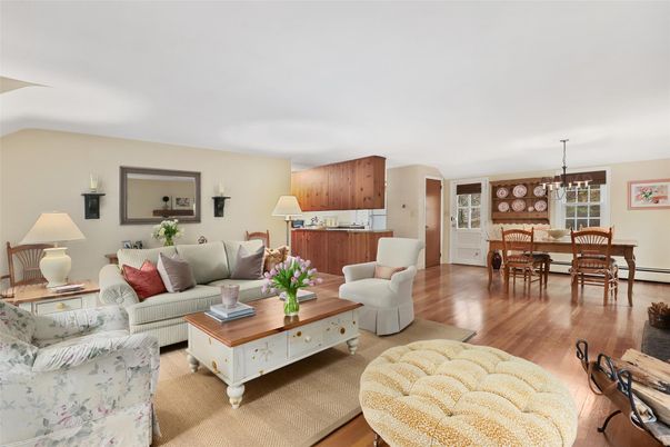 Dining room, Interior, Living room, Pendant Lights, Wood Texture Flooring
