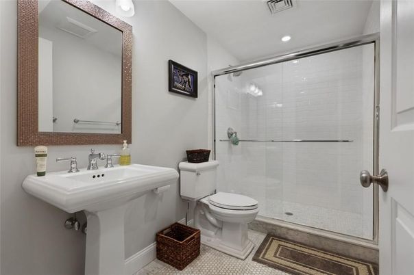 Bathroom, Glass Shower, Interior, Recessed Lighting