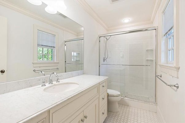 Bathroom, Glass Shower, Interior, Recessed Lighting