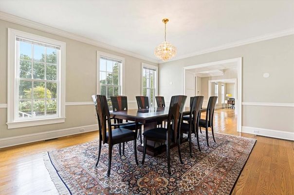 Chandelier, Dining room, Interior, Wood Texture Flooring
