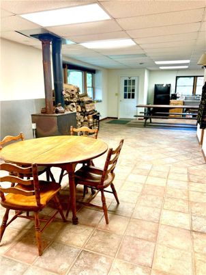 Dining room, Fireplace, Interior, Recessed Lighting