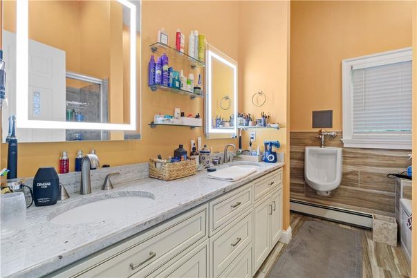 Bathroom, Dual Sink Vanities, Interior, Wood Texture Flooring