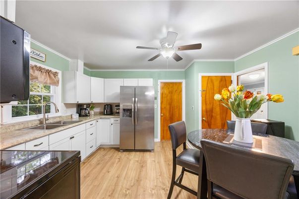Interior, Kitchen, Stainless Steel Appliances, Wood Texture Flooring