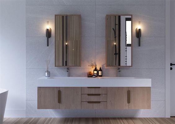 Bathroom, Dual Sink Vanities, Interior, Wood Texture Flooring
