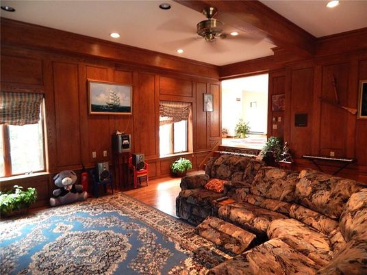 Interior, Living room, Recessed Lighting, Wood Texture Flooring, Wooden Walls