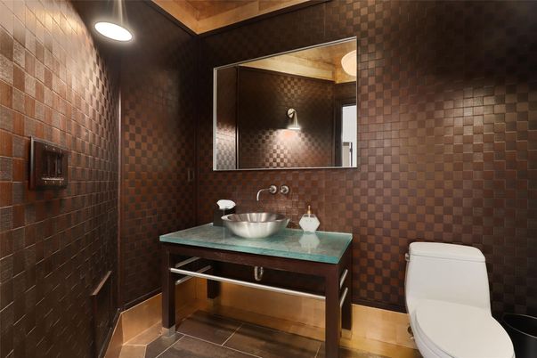 Bathroom, Interior, Recessed Lighting, Stone Walls