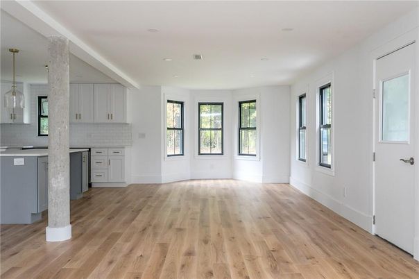 Interior, Kitchen, Pendant Lights, Recessed Lighting, Wood Texture Flooring