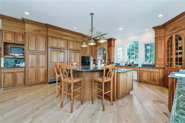 Interior, Kitchen, Pendant Lights, Recessed Lighting, Wood Texture Flooring