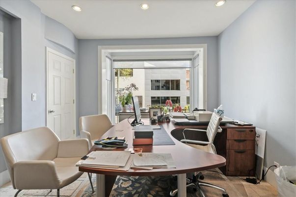Home Office, Interior, Recessed Lighting, Wood Texture Flooring