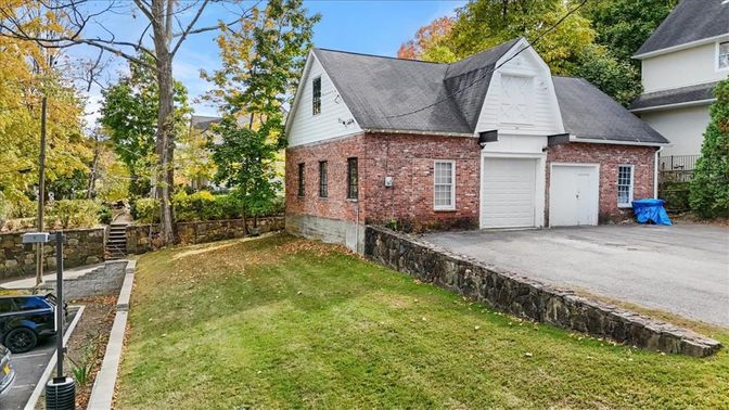 Attached, Backyard, Exterior, Facade, Brick Facade, Cape Cod