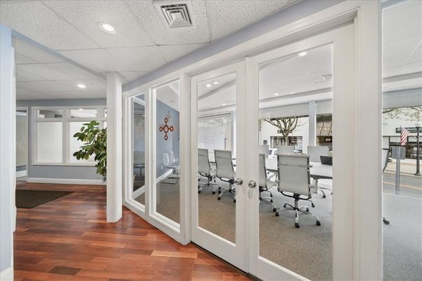 Home Office, Interior, Recessed Lighting, Wood Texture Flooring