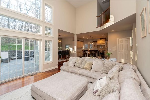 Chandelier, Dining room, Interior, Kitchen, Living room, Pendant Lights, Recessed Lighting, Wood Texture Flooring