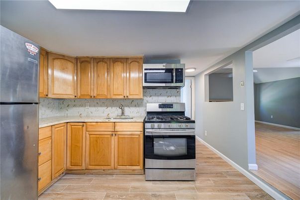 Interior, Kitchen, Stainless Steel Appliances, Wood Texture Flooring