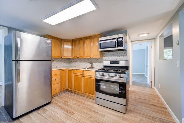 Interior, Kitchen, Stainless Steel Appliances, Wood Texture Flooring