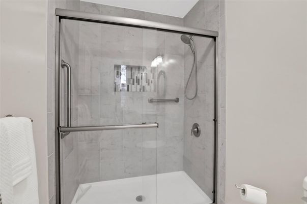 Bathroom, Glass Shower, Interior, Marble Walls