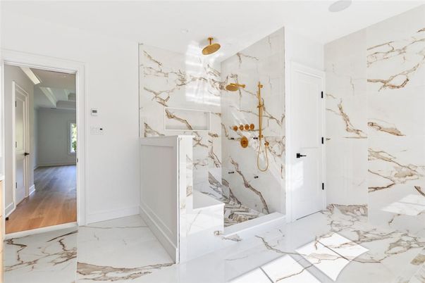 Bathroom, Interior, Marble, Marble Walls, Wood Texture Flooring