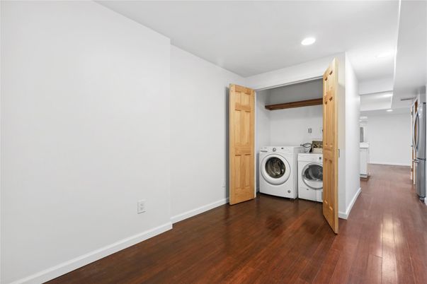 Interior, Recessed Lighting, Utility Closets, Washer, Wood Texture Flooring