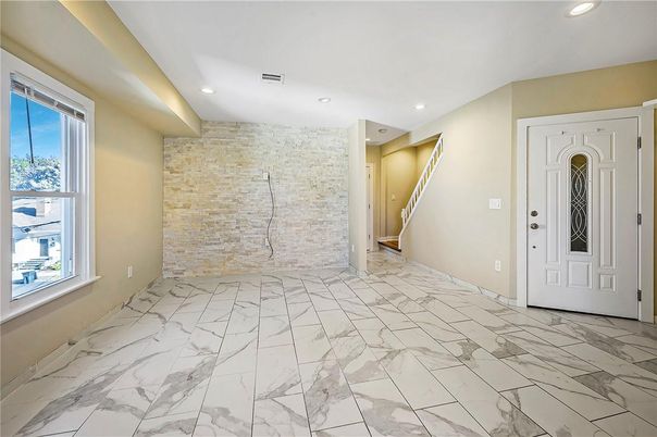 Empty room, Interior, Marble, Recessed Lighting, Stone Walls