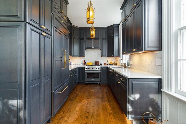 Interior, Kitchen, Pendant Lights, Wood Texture Flooring