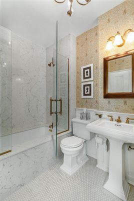 Bathroom, Glass Shower, Interior, Marble Walls