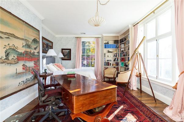 Home Office, Interior, Pendant Lights, Wood Texture Flooring