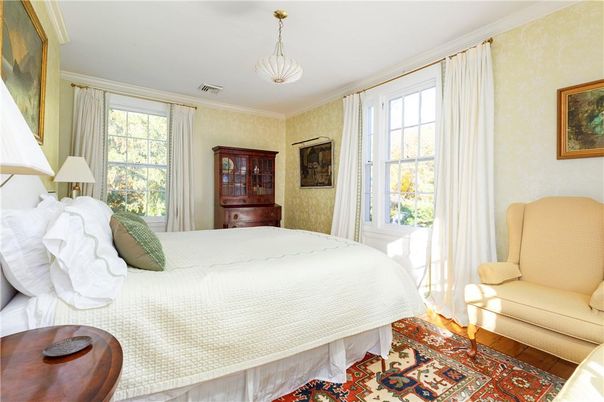 Bedroom, Interior, Pendant Lights, Wood Texture Flooring
