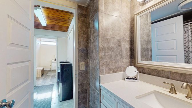 Bathroom, Dual Sink Vanities, Interior, Wooden Ceilings