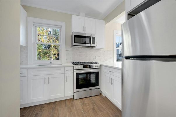 Interior, Kitchen, Stainless Steel Appliances, Wood Texture Flooring