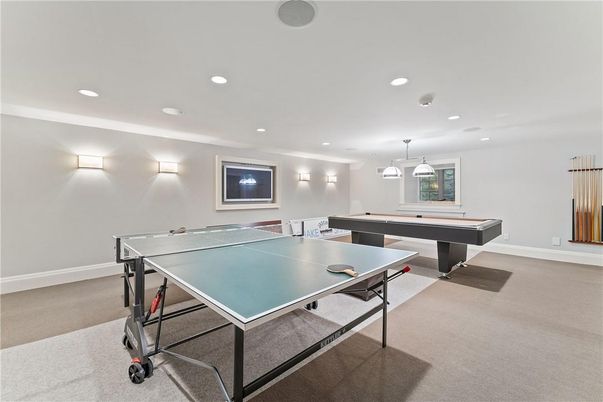 Billiard Table, Game Room, Interior, Pendant Lights, Recessed Lighting